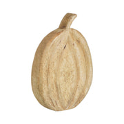 Natural Carved Wooden Pumpkin Fall Farmhouse Tabletop Decor Rustic Solid Wood Autumn Accent 10x7.25x1.5 inches (2 Piece Bundle)