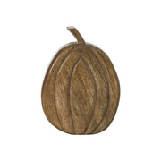 Carved Wood Pumpkin Fall Decor Rustic Walnut Brown Tabletop Accent 8x6x1.5 inch (2 Piece Bundle)