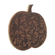 Dark Rustic Wooden Carved Vine Pumpkin 14 Farmhouse Fall Home Decor Accent (2 Piece Bundle)