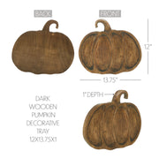Rustic Dark Wood Pumpkin Fall Decorative Serving Tray Autumn Harvest Table Centerpiece Accent Decor 12 x 13.75 x 1 Inch (2 Piece Bundle)