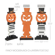 17.5 inch Fancy Wooden Jack O Lantern Halloween Pumpkin Decor Rustic Fall Tabletop Display (2 Piece Bundle)