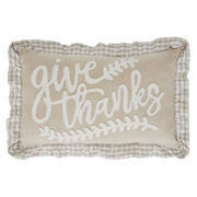 Grace Give Thanks Fall Thanksgiving Harvest Farmhouse Decorative Throw Pillow, 14x22 Inch Embroidered Cotton Accent (2 Piece Bundle)