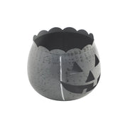 Halloween Jack O Lantern Candle Holder Antique Grey Fall Tabletop Seasonal Decor 6.25x7.5x7.5 Inch (2 Piece Bundle)