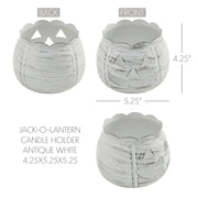 Halloween Jack O Lantern Pumpkin Candle Holder Antique White Fall Tabletop Decor 4.25x5.25x5.25 (2 Piece Bundle)