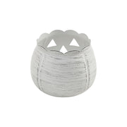 Halloween Jack O Lantern Pumpkin Candle Holder Antique White Fall Tabletop Decor 4.25x5.25x5.25 (2 Piece Bundle)