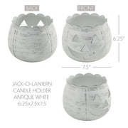 Antique White Jack O Lantern Candle Holder Halloween Fall Decor Centerpiece 6.25x7.5x7.5 Inch Spooky Tabletop Accent (2 Piece Bundle)