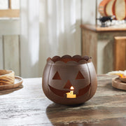 Bronze Jack O Lantern Votive Tealight Candle Holder, Spooky Halloween Fall Metal Decor 6.25x7.5x7.5 Inch (2 Piece Bundle)
