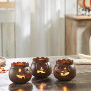 Halloween Tabletop Bronze Jack O Lantern Votive Holders Set of 3 for Fall Decor, 3.5 Inch (6 Piece Bundle)
