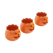 Halloween Jack O Lantern Pumpkin Votive & Tealight Candle Holders (Set of 3) Orange Fall Tabletop Decor 3.5 (6 Piece Bundle)