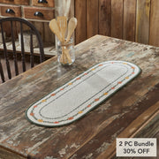 Autumn Harvest Pumpkin Stenciled Table Runner 12x36 Fall Seasonal Dining Decor (2 Piece Bundle)