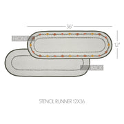 Autumn Harvest Pumpkin Stenciled Table Runner 12x36 Fall Seasonal Dining Decor (2 Piece Bundle)