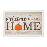 Welcome To Our Home Pumpkin Wall Sign 10x16 Rustic Farmhouse Fall Autumn Harvest Wall Decor Plaque for Entryway and Living Room (2 Piece Bundle)