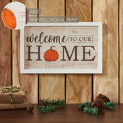 Welcome To Our Home Pumpkin Wall Sign 10x16 Rustic Farmhouse Fall Autumn Harvest Wall Decor Plaque for Entryway and Living Room (2 Piece Bundle)