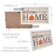 Welcome To Our Home Pumpkin Wall Sign 10x16 Rustic Farmhouse Fall Autumn Harvest Wall Decor Plaque for Entryway and Living Room (2 Piece Bundle)