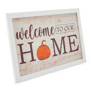 Welcome To Our Home Pumpkin Wall Sign 10x16 Rustic Farmhouse Fall Autumn Harvest Wall Decor Plaque for Entryway and Living Room (2 Piece Bundle)
