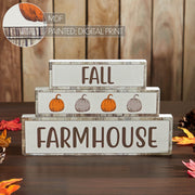 Fall Autumn Harvest Rustic Farmhouse Pumpkin Wood Block Signs Set of 3 Tabletop Decor (6 Piece Bundle)