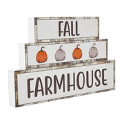 Fall Autumn Harvest Rustic Farmhouse Pumpkin Wood Block Signs Set of 3 Tabletop Decor (6 Piece Bundle)