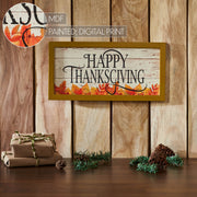 Shiplap Rustic Thanksgiving Wall Sign, Fall Autumn Leaves Farmhouse Home Decor Plaque 8x16 (2 Piece Bundle)