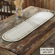 Autumn Harvest Pumpkin Stencil Table Runner 12x48 Farmhouse Fall Kitchen Dining Decor (2 Piece Bundle)