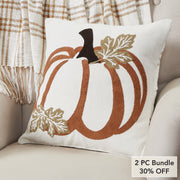 Fall Harvest Wheat Plaid Pumpkin Decorative Throw Pillow 18x18 Inch Autumn Farmhouse Seasonal Accent Pillow for Home Decor (2 Piece Bundle)