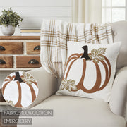 Fall Harvest Wheat Plaid Pumpkin Decorative Throw Pillow 18x18 Inch Autumn Farmhouse Seasonal Accent Pillow for Home Decor (2 Piece Bundle)