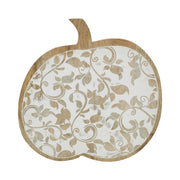 Whitewash Wood Carved Vine Pumpkin Fall Harvest Tabletop Decor 14x14x1.5 Inch (2 Piece Bundle)