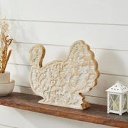 Whitewash Wooden Carved Turkey Tabletop Decor Rustic Farmhouse Harvest Fall Thanksgiving Leaf Figurine Accent 11.5 x 13.5 x 2.5 Inches (2 Piece Bundle)