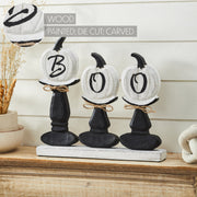 BOO Pumpkins Wooden Tabletop Halloween Fall Home Decor Sign (2 Piece Bundle)