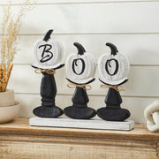 BOO Pumpkins Wooden Tabletop Halloween Fall Home Decor Sign (2 Piece Bundle)