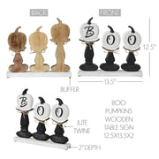 BOO Pumpkins Wooden Tabletop Halloween Fall Home Decor Sign (2 Piece Bundle)