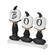 BOO Pumpkins Wooden Tabletop Halloween Fall Home Decor Sign (2 Piece Bundle)