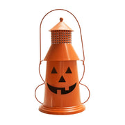 Decorative Orange Halloween Pumpkin Tealight Candle Holder Lantern 12x8x6 (2 Piece Bundle)