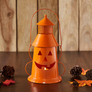 Decorative Orange Halloween Pumpkin Tealight Candle Holder Lantern 12x8x6 (2 Piece Bundle)