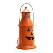 Decorative Orange Halloween Pumpkin Tealight Candle Holder Lantern 12x8x6 (2 Piece Bundle)