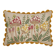 Embroidered Woodland Mushroom Lumbar Throw Pillow 14x20 Rustic Farmhouse Accent Home Decor (2 Piece Bundle)