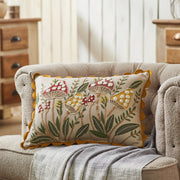 Embroidered Woodland Mushroom Lumbar Throw Pillow 14x20 Rustic Farmhouse Accent Home Decor (2 Piece Bundle)
