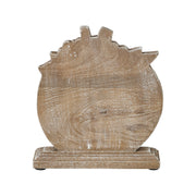 Rustic Farmhouse Carved Wooden Floral Crown Pumpkin Autumn Fall Harvest Tabletop Decor 8.5x8x2 Inch (2 Piece Bundle)