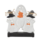 Spooky Halloween Wooden Ghoul Figurines 8.5x7.5x2 Inch Tabletop Decor (2 Piece Bundle)