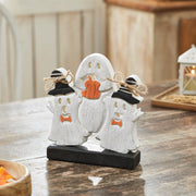 Spooky Halloween Wooden Ghoul Figurines 8.5x7.5x2 Inch Tabletop Decor (2 Piece Bundle)