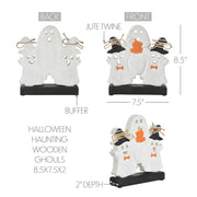 Spooky Halloween Wooden Ghoul Figurines 8.5x7.5x2 Inch Tabletop Decor (2 Piece Bundle)