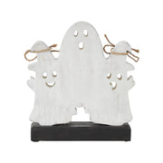 Spooky Halloween Wooden Ghoul Figurines 8.5x7.5x2 Inch Tabletop Decor (2 Piece Bundle)