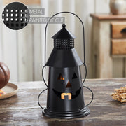 Black Halloween Spooky Decorative Metal Lantern Tealight & Votive Candle Holder Indoor Tabletop Accent Decor 12 Inch Tall (2 Piece Bundle)