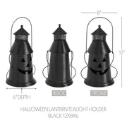 Black Halloween Spooky Decorative Metal Lantern Tealight & Votive Candle Holder Indoor Tabletop Accent Decor 12 Inch Tall (2 Piece Bundle)