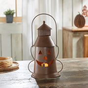 Halloween Spooky Bronze Metal Lantern Tealight Candle Holder Decorative Home Accent 12x8x6 (2 Piece Bundle)