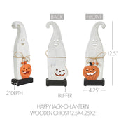 Whimsical Wooden Jack O Lantern Ghost Tabletop Decor Figurine Festive Fall Halloween Accent 12.5inch (2 Piece Bundle)