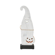 Whimsical Wooden Jack O Lantern Ghost Tabletop Decor Figurine Festive Fall Halloween Accent 12.5inch (2 Piece Bundle)