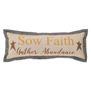 Harvest Blessings Farmhouse Lumbar Pillow 5x15 Inspirational Faith & Abundance Rustic Fall Decorative Accent (2 Piece Bundle)