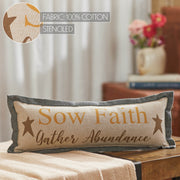 Harvest Blessings Farmhouse Lumbar Pillow 5x15 Inspirational Faith & Abundance Rustic Fall Decorative Accent (2 Piece Bundle)