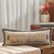 Harvest Blessings Farmhouse Lumbar Pillow 5x15 Inspirational Faith & Abundance Rustic Fall Decorative Accent (2 Piece Bundle)