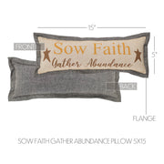 Harvest Blessings Farmhouse Lumbar Pillow 5x15 Inspirational Faith & Abundance Rustic Fall Decorative Accent (2 Piece Bundle)